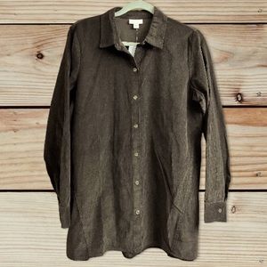 NWT J. Jill Walnut Brown Corduroy Long Sleeve Button Down Shirt Shacket